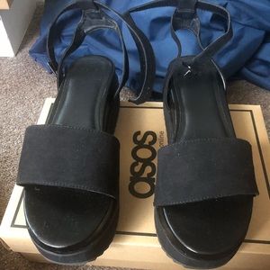 Flat form sandals worn one time..